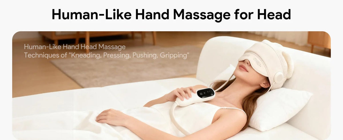 Electric Head and Scalp Massager Eye Compress and Air Pressure Heated Therapy And Stone Massage