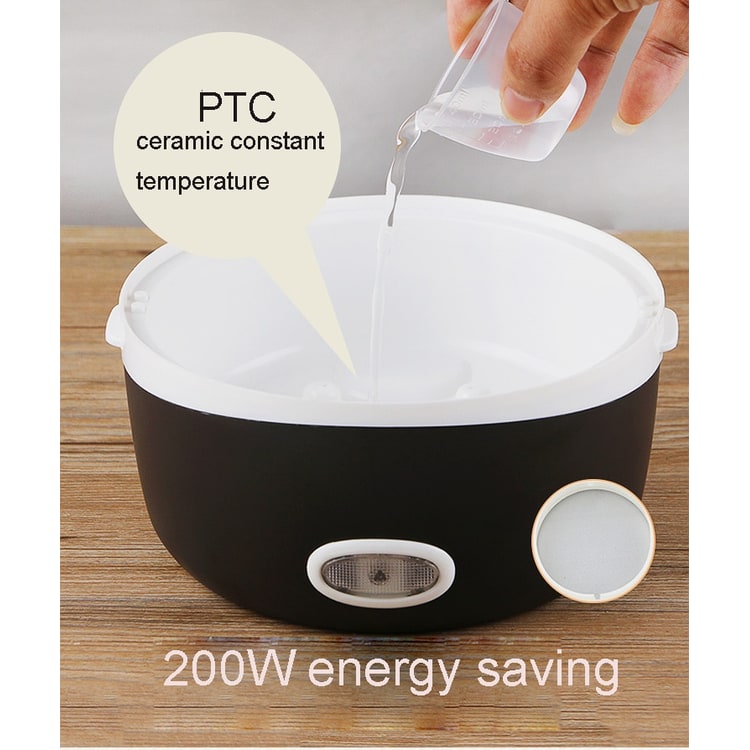 Electric Heating Lunch Box with Stainless Steel Bowls and Detachable Power Cord Heated