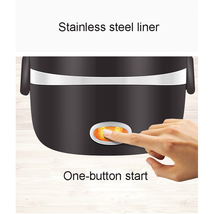 Electric Heating Lunch Box with Stainless Steel Bowls and Detachable Power Cord Heated