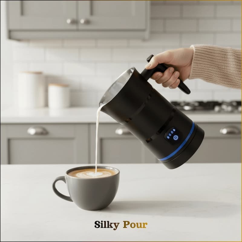 Electric Milk Frother and Steamer with Four Frothing Modes and Automatic Heating