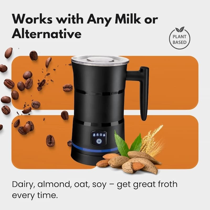 Electric Milk Frother and Steamer with Four Frothing Modes and Automatic Heating