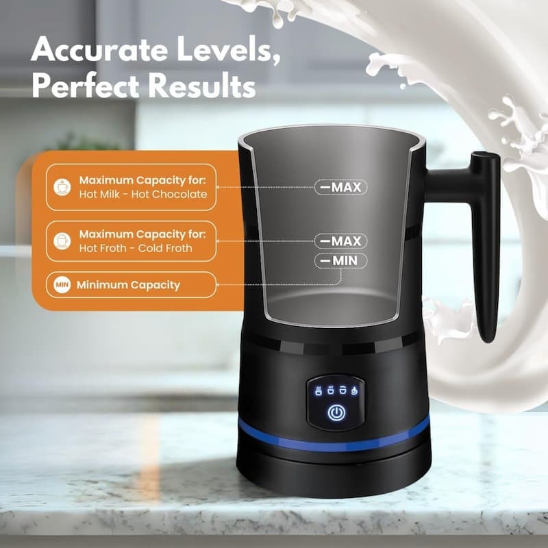 Electric Milk Frother and Steamer with Four Frothing Modes and Automatic Heating