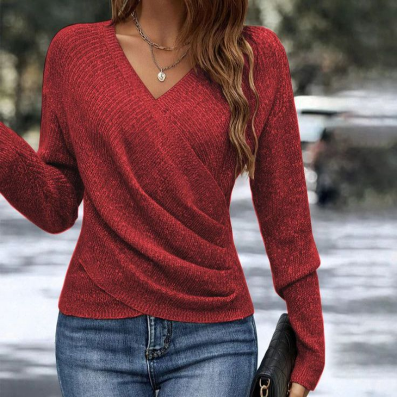 Women's Elegant Blouse | V-Neck Office Pullover