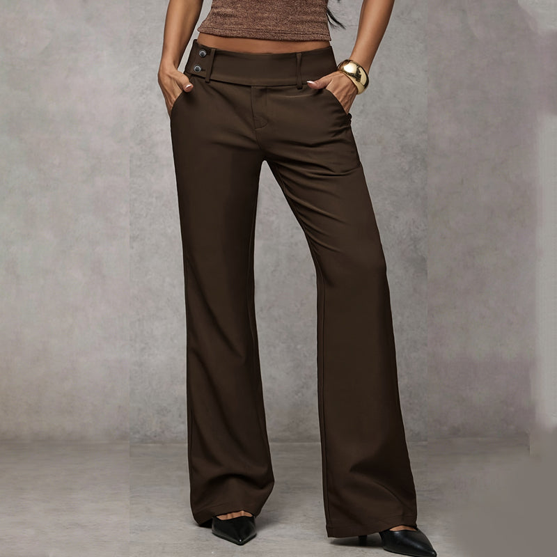 Women’s High-Waisted Wide-Leg Trousers – Tailored Full-Length Pants with Side Pockets for Office Business Events Evening Dining and Smart Casual Everyday Styling