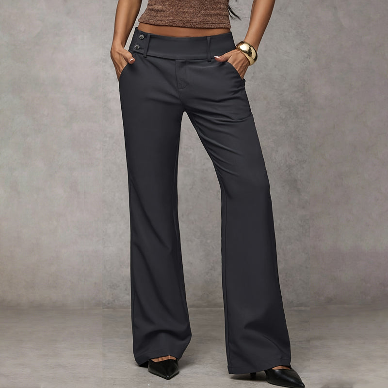 Women’s High-Waisted Wide-Leg Trousers – Tailored Full-Length Pants with Side Pockets for Office Business Events Evening Dining and Smart Casual Everyday Styling