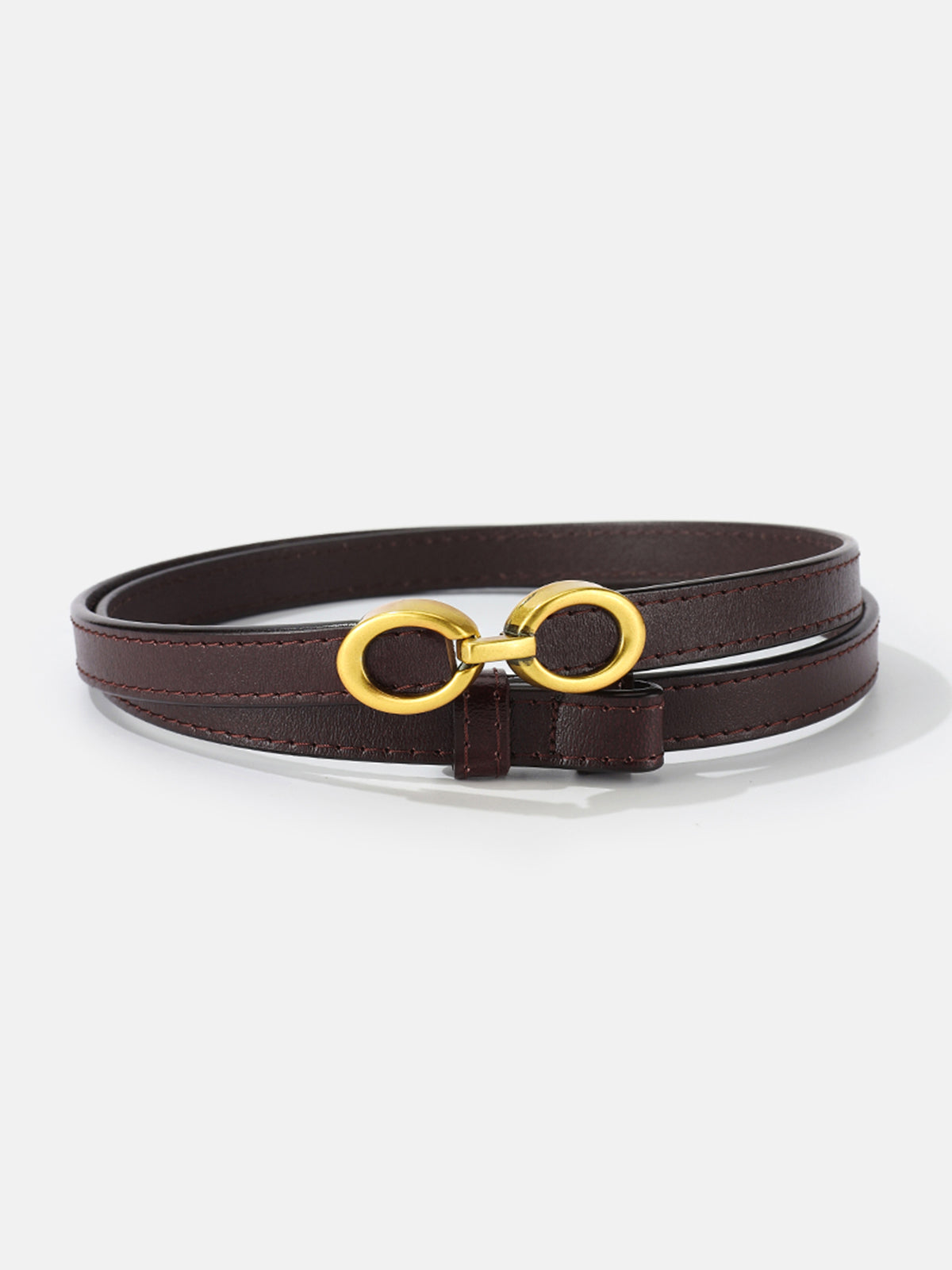 Women's Narrow Belt with Double Ring Buckle