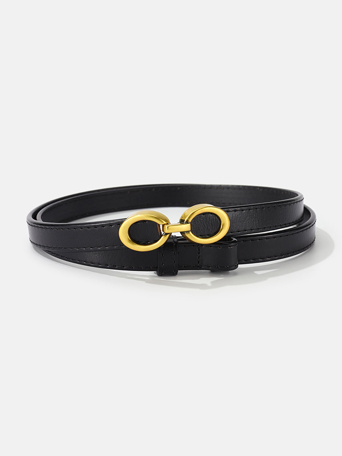 Women's Narrow Belt with Double Ring Buckle