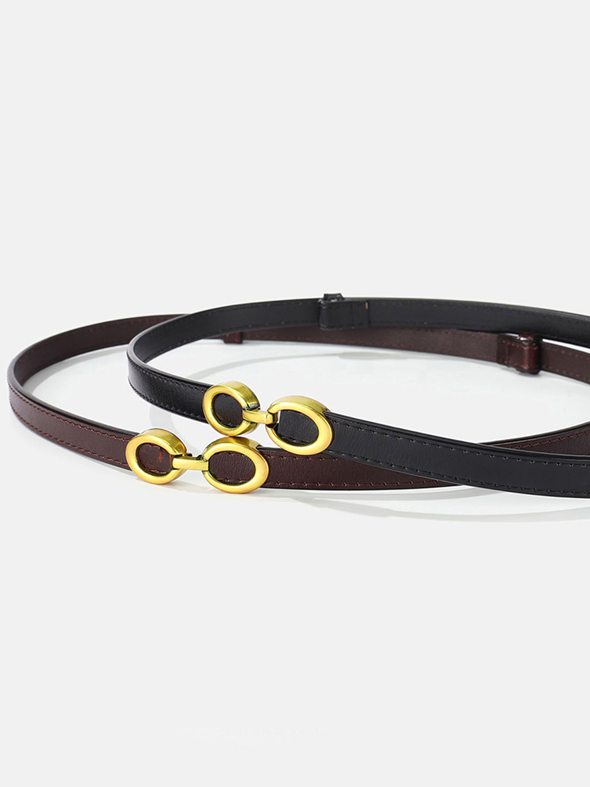 Women's Narrow Belt with Double Ring Buckle