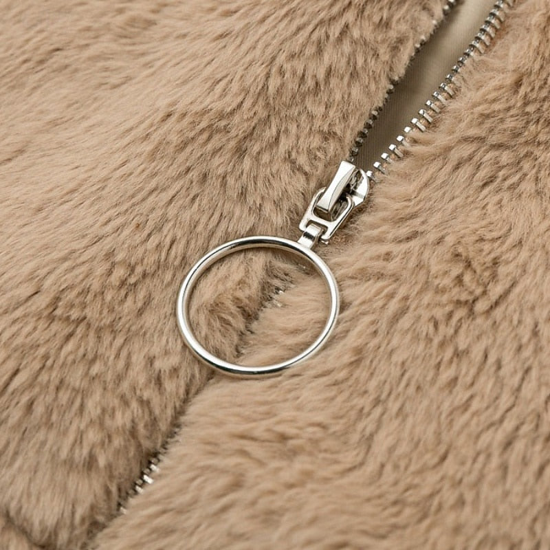 Estelle | Cropped Plush Zip Up Teddy Coat