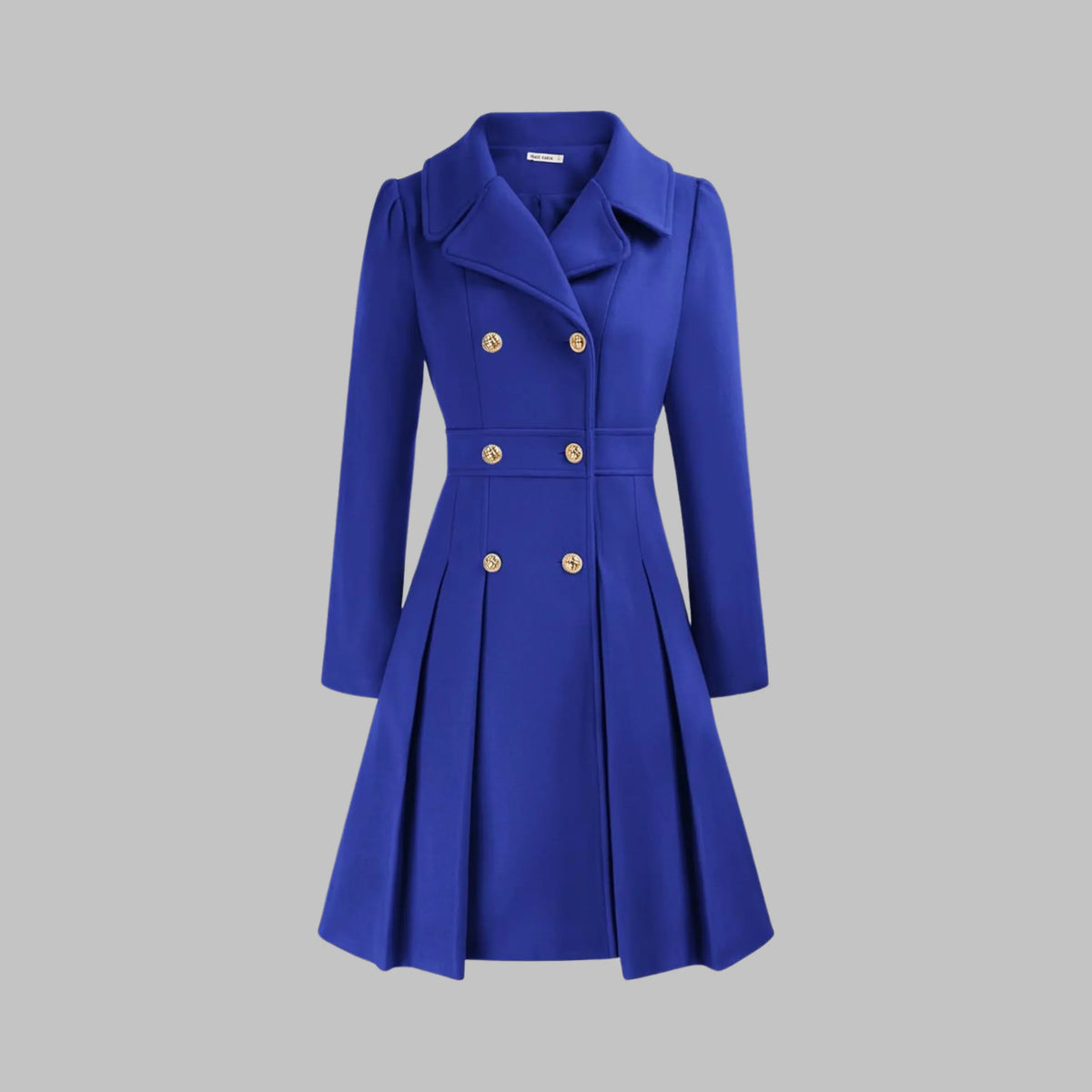 Women's double-breasted notch lapel wool coat with pleated skirt