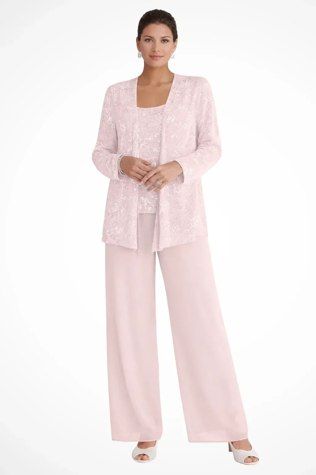 Women's Three Piece Wide Leg Pant Set with Jacket