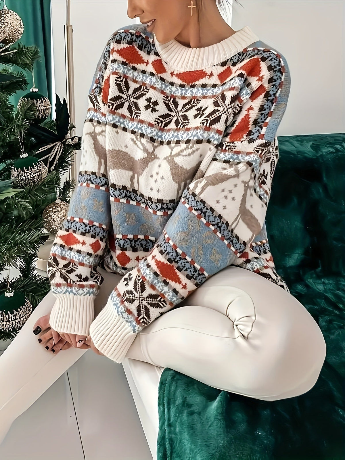 Women's Fair Isle Jumper with Snowflake Pattern