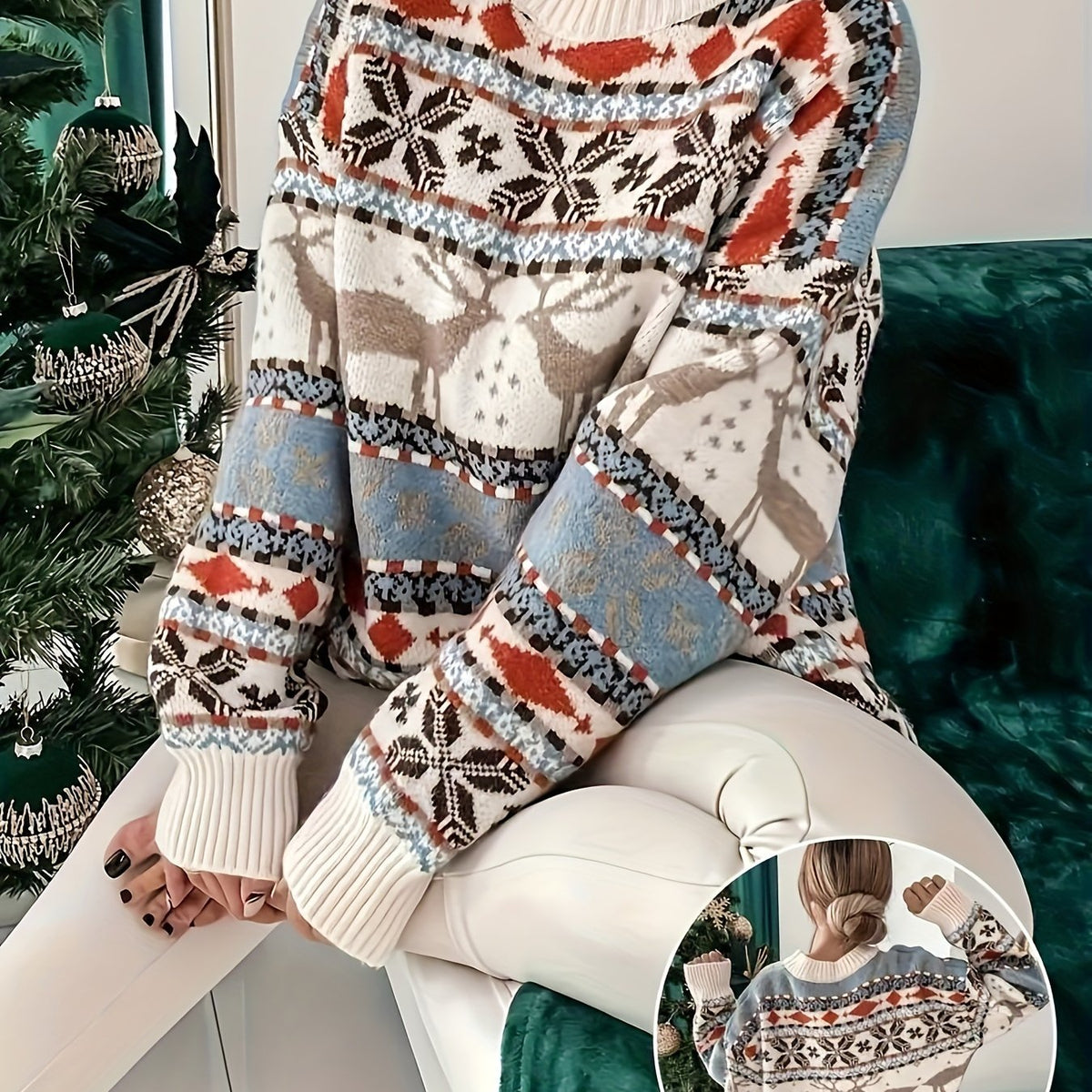 Women's Fair Isle Jumper with Snowflake Pattern