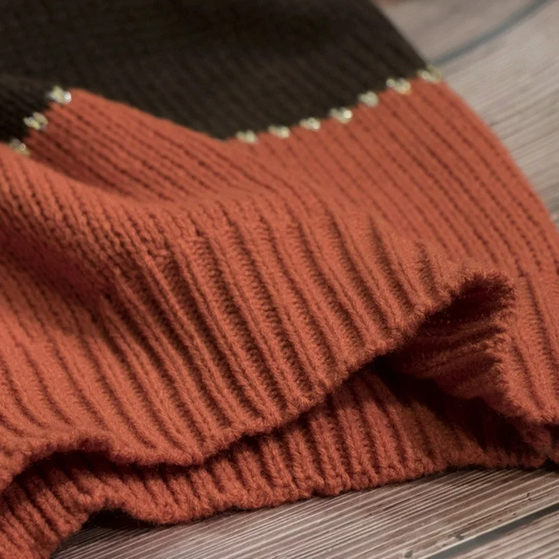 Vida-Eve Paneled Color Block Sweater
