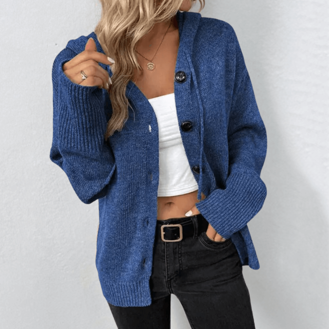 Avril Ribbed V-Neck Button Cardigan