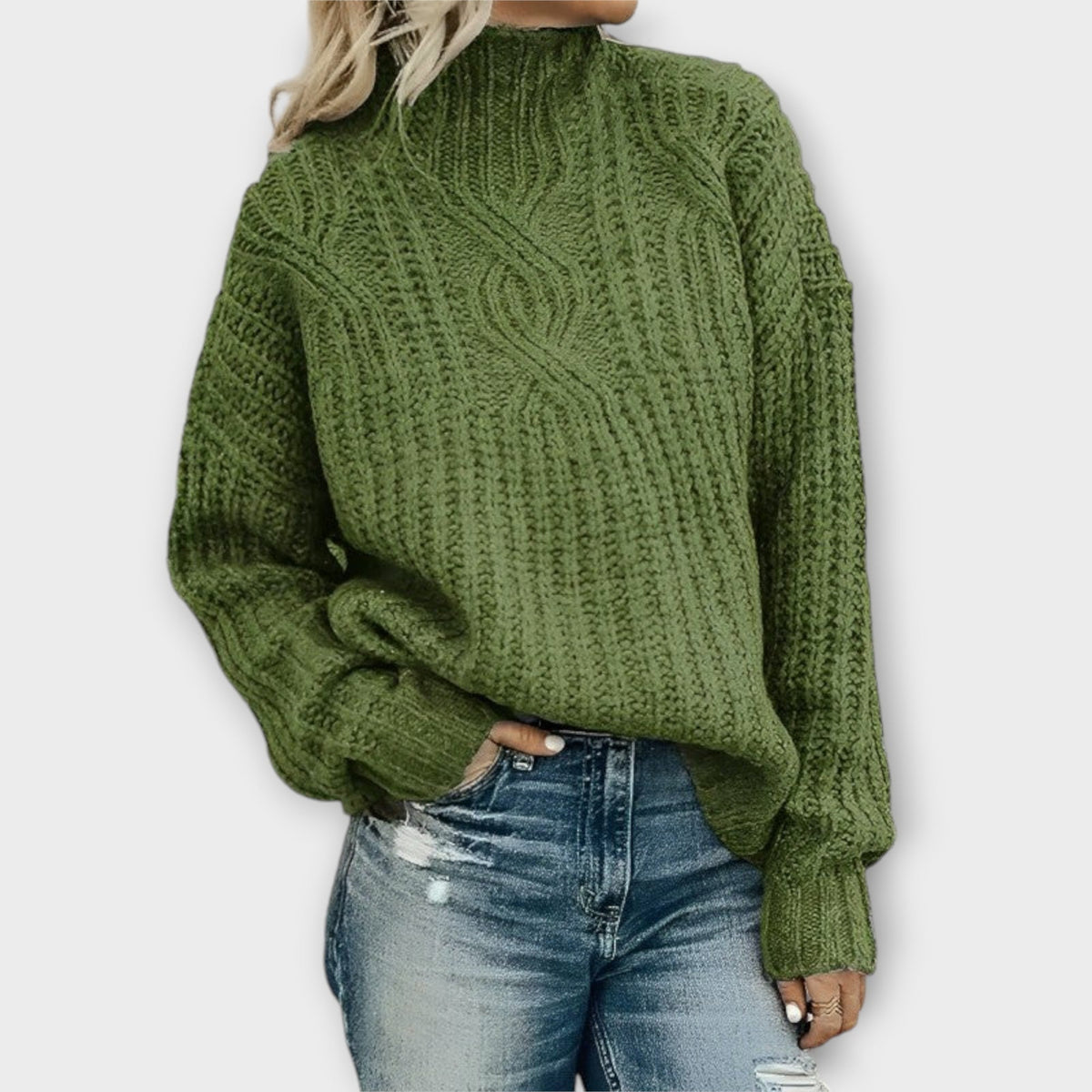 Sybil Cable Knit Funnel Neck Sweater