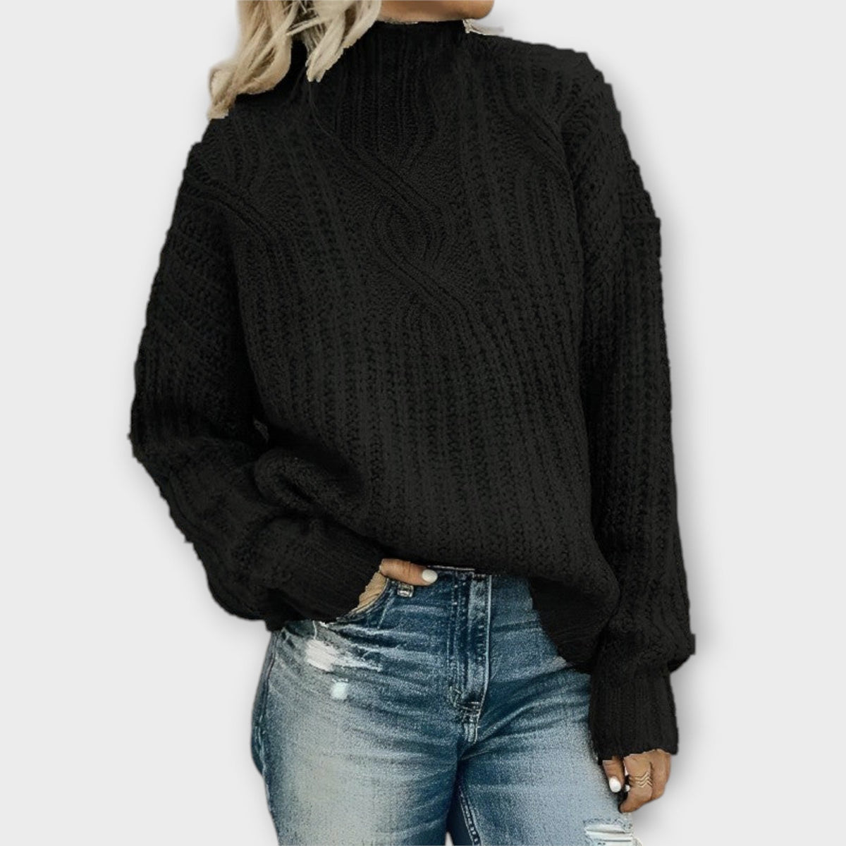 Sybil Cable Knit Funnel Neck Sweater
