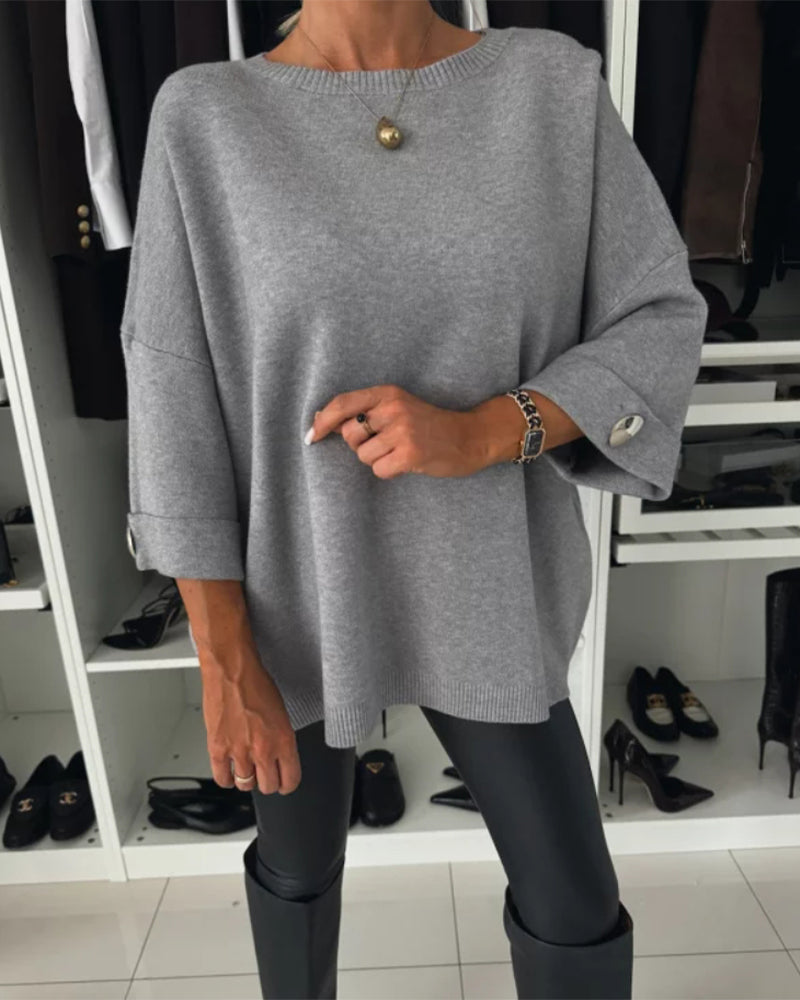 Indie Side Button Relaxed Sweater