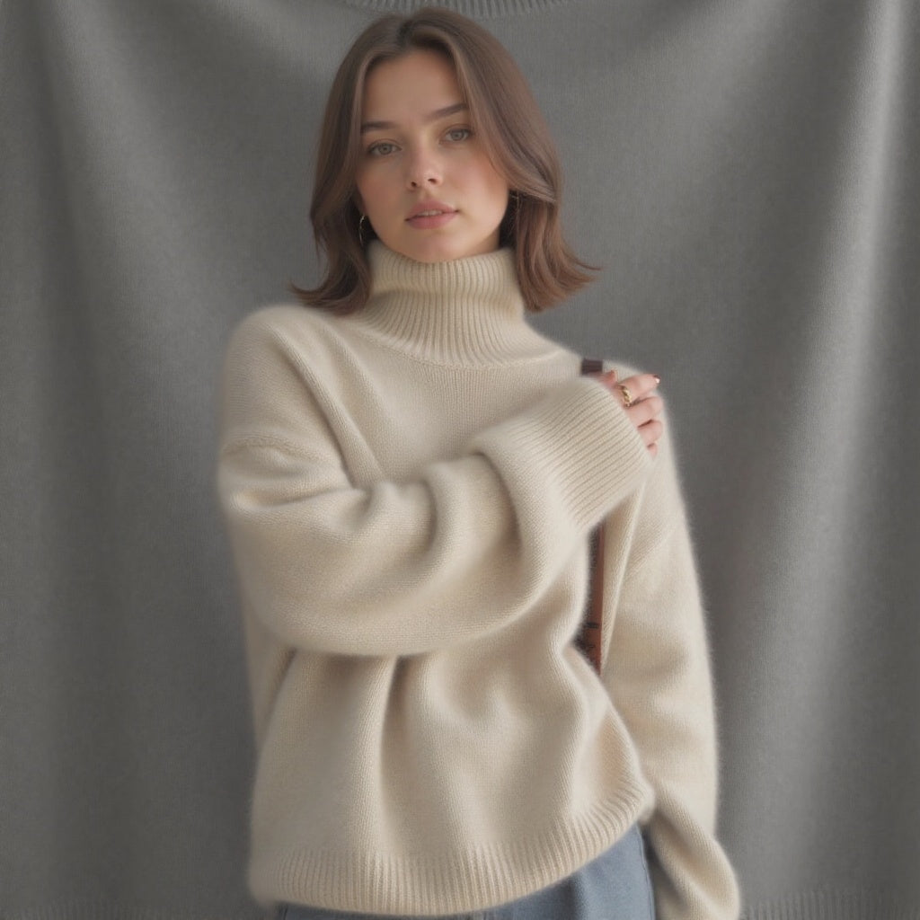 Caprice-Sage Oversized Roll Neck Sweater
