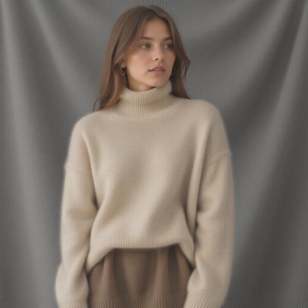 Caprice-Sage Oversized Roll Neck Sweater