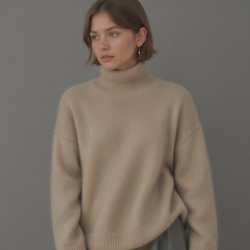 Caprice-Sage Oversized Roll Neck Sweater