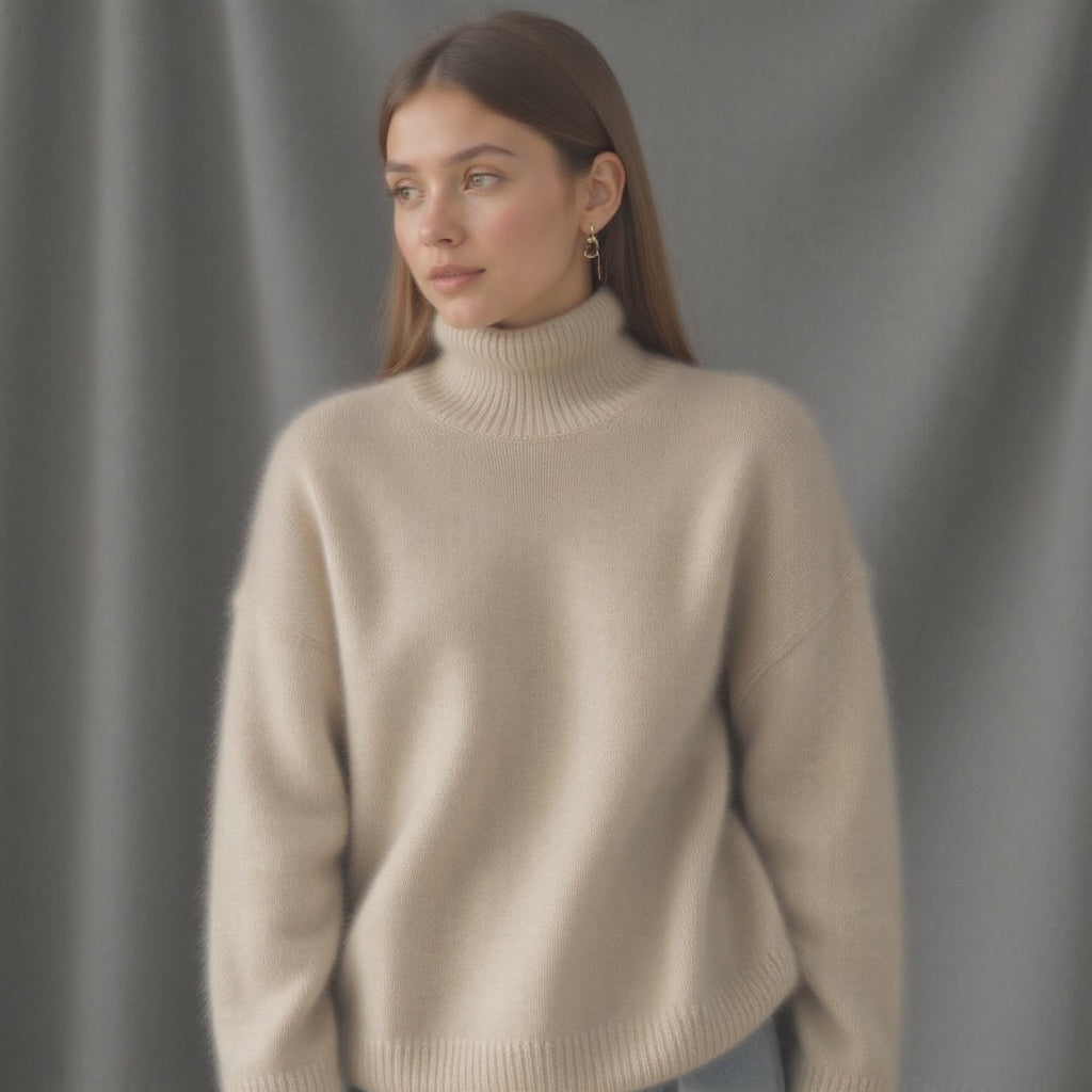 Caprice-Sage Oversized Roll Neck Sweater
