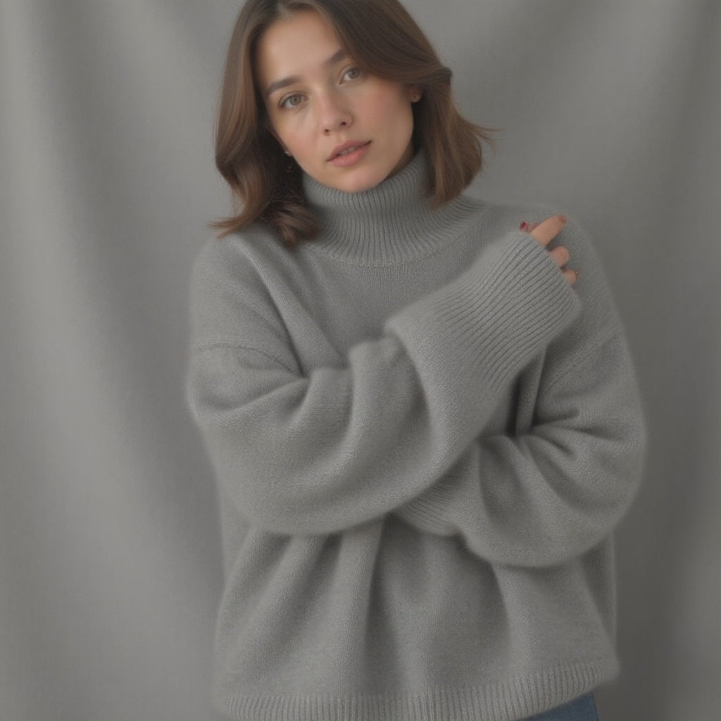 Caprice-Sage Oversized Roll Neck Sweater
