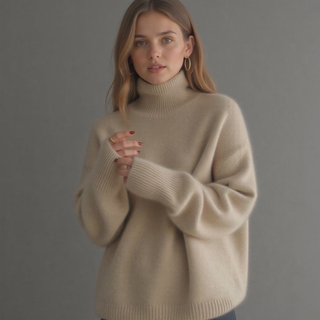 Caprice-Sage Oversized Roll Neck Sweater