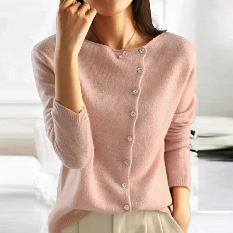 Honor-Eve Asymmetric Button Cardigan