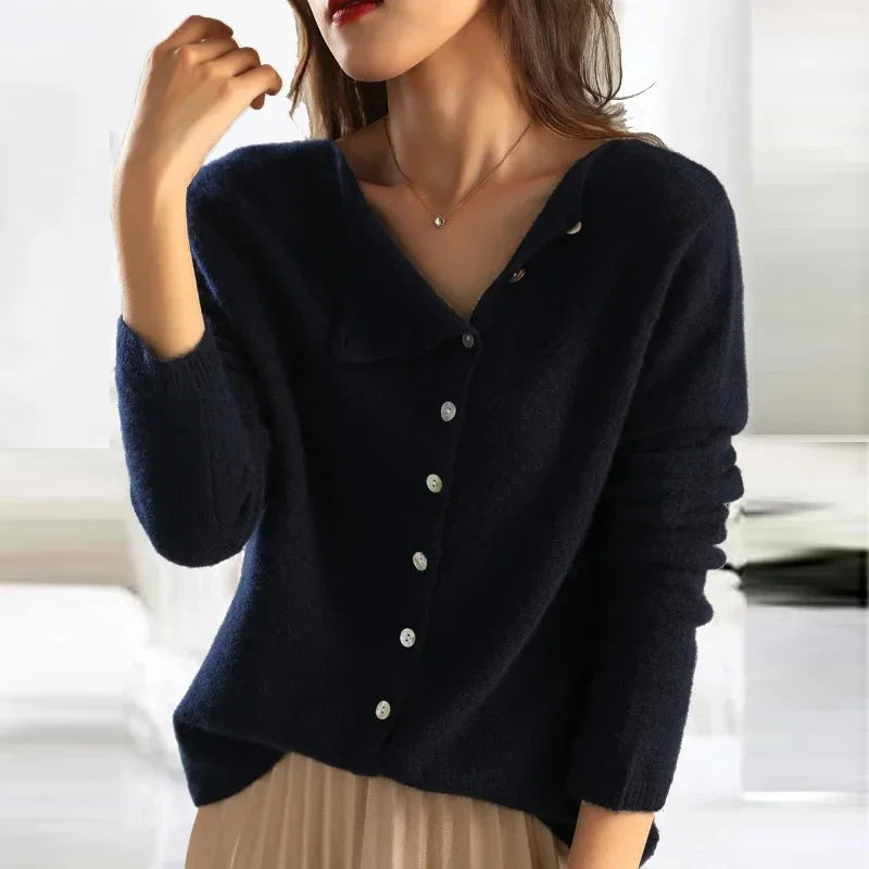 Honor-Eve Asymmetric Button Cardigan