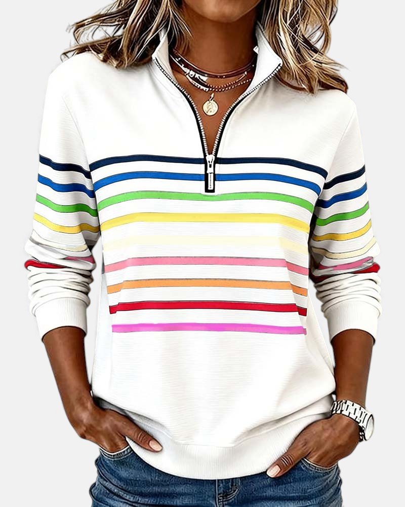 Orla-Rose Rainbow Quarter-Zip Sweater