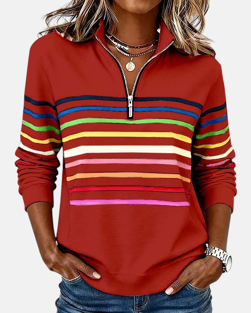 Orla-Rose Rainbow Quarter-Zip Sweater