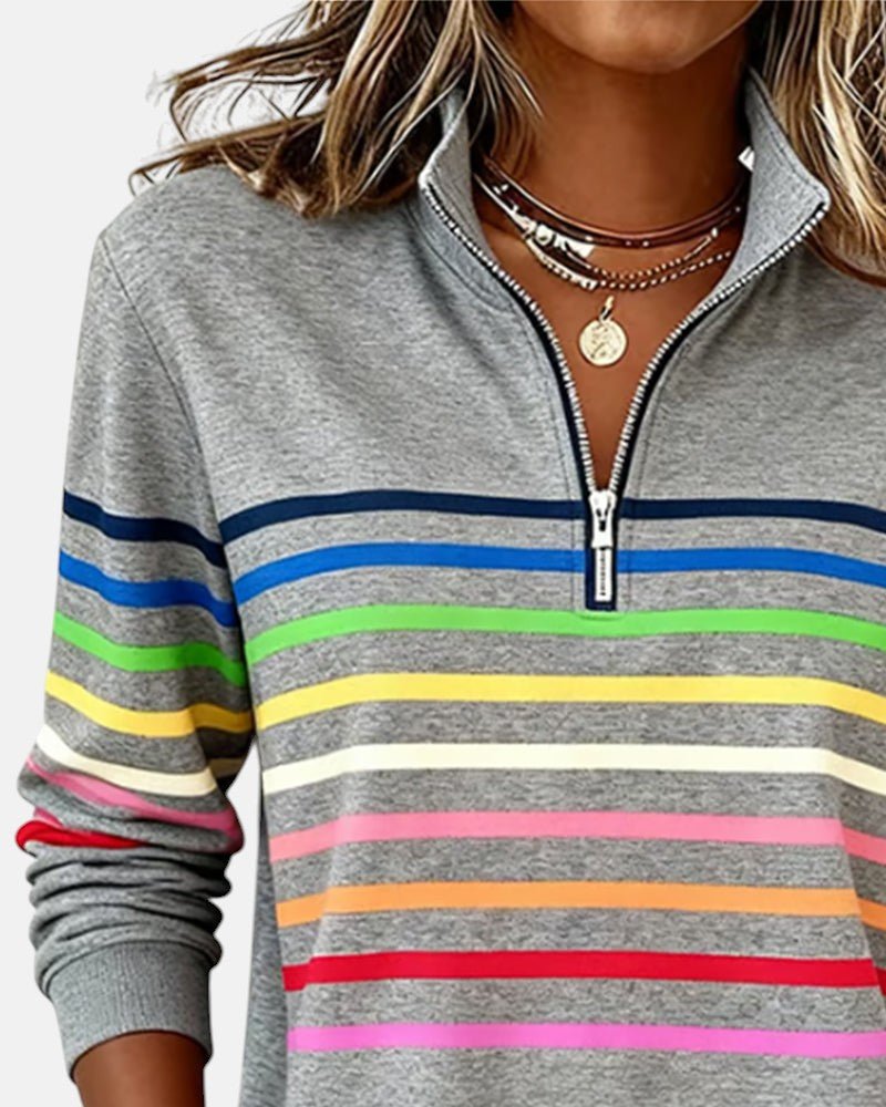 Orla-Rose Rainbow Quarter-Zip Sweater