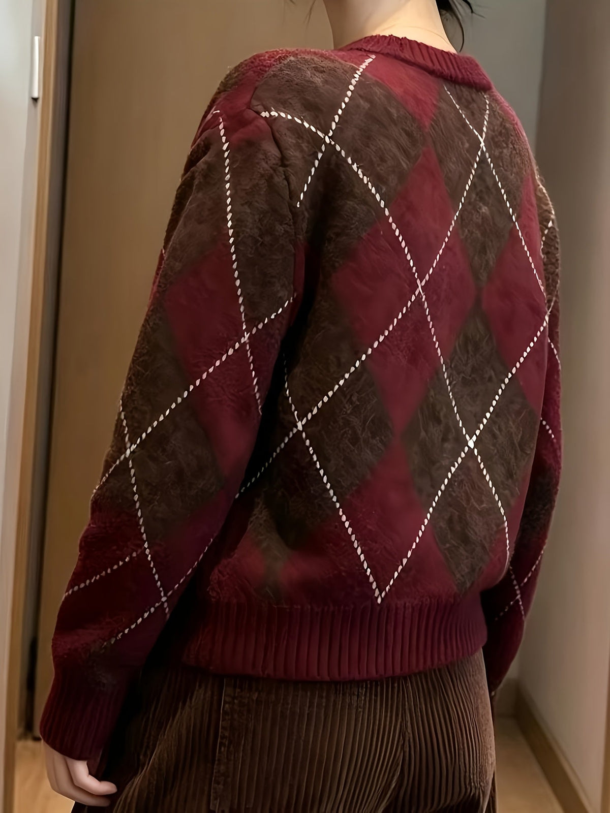 Linnea Argyle Crewneck Sweater