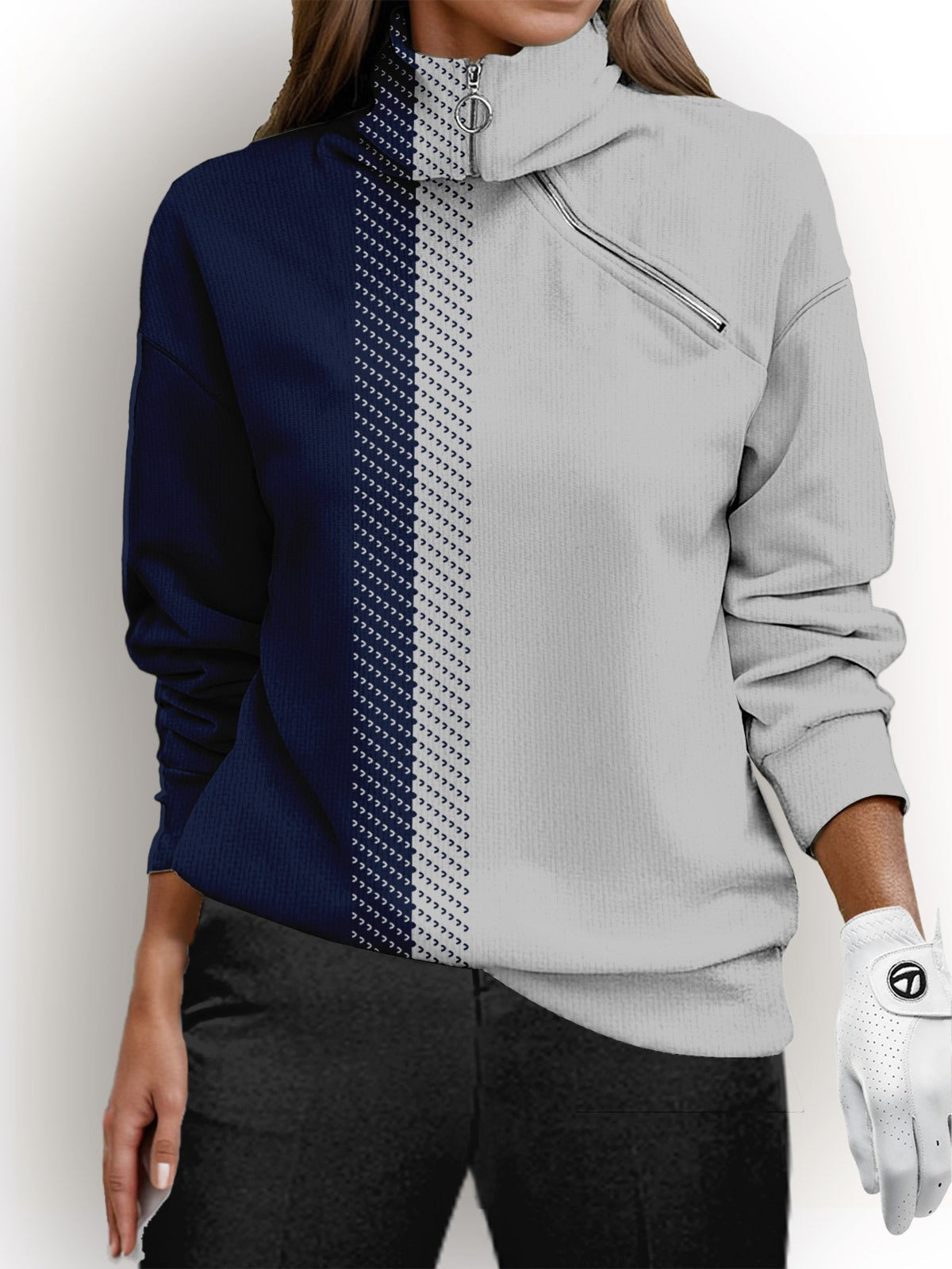 Cassia-Rose Color Block Half-Zip Pullover