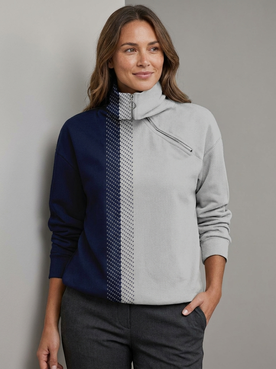 Cassia-Rose Color Block Half-Zip Pullover