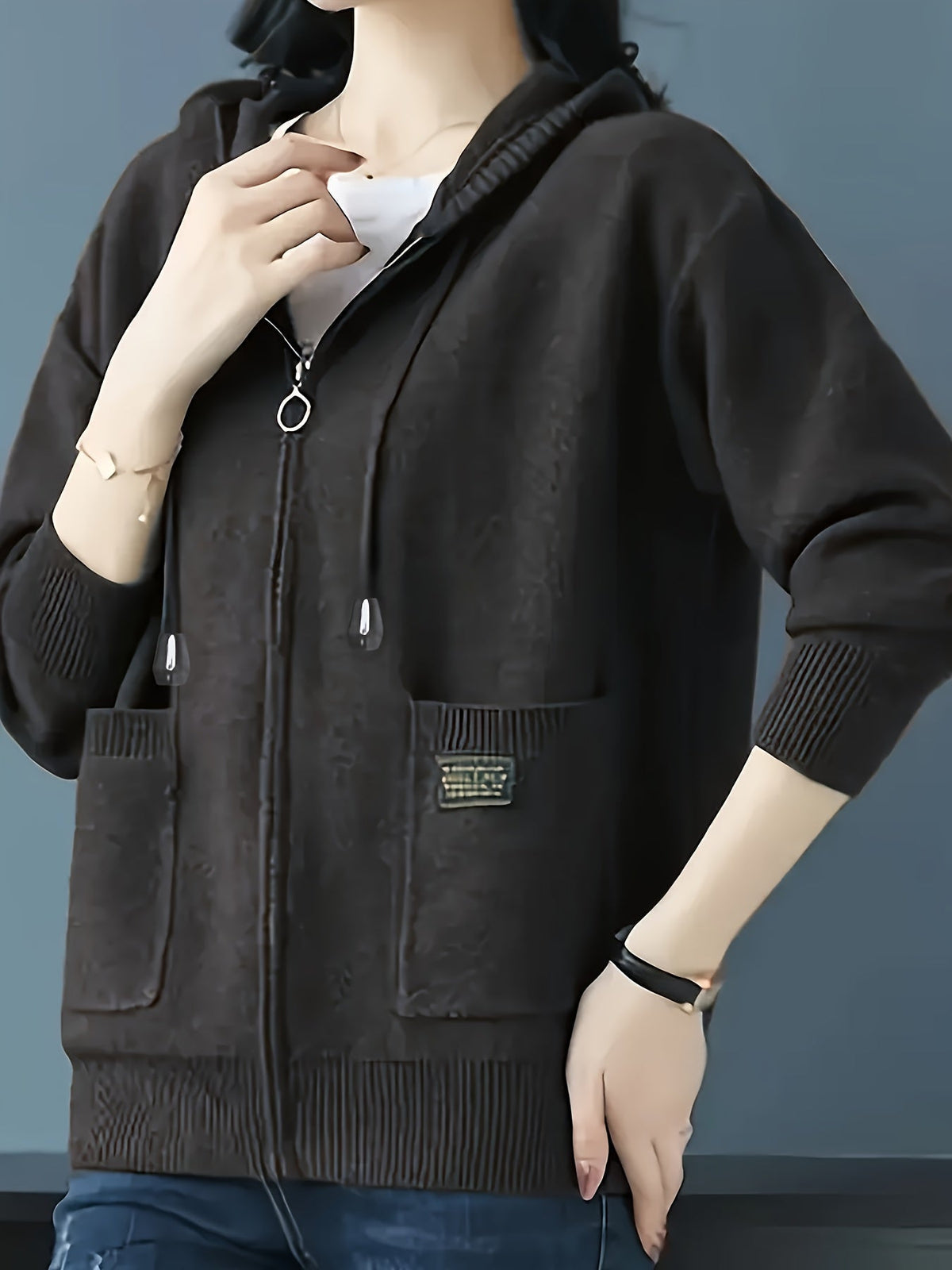 Liesel-Anne Zip-Up Drawstring Hoodie