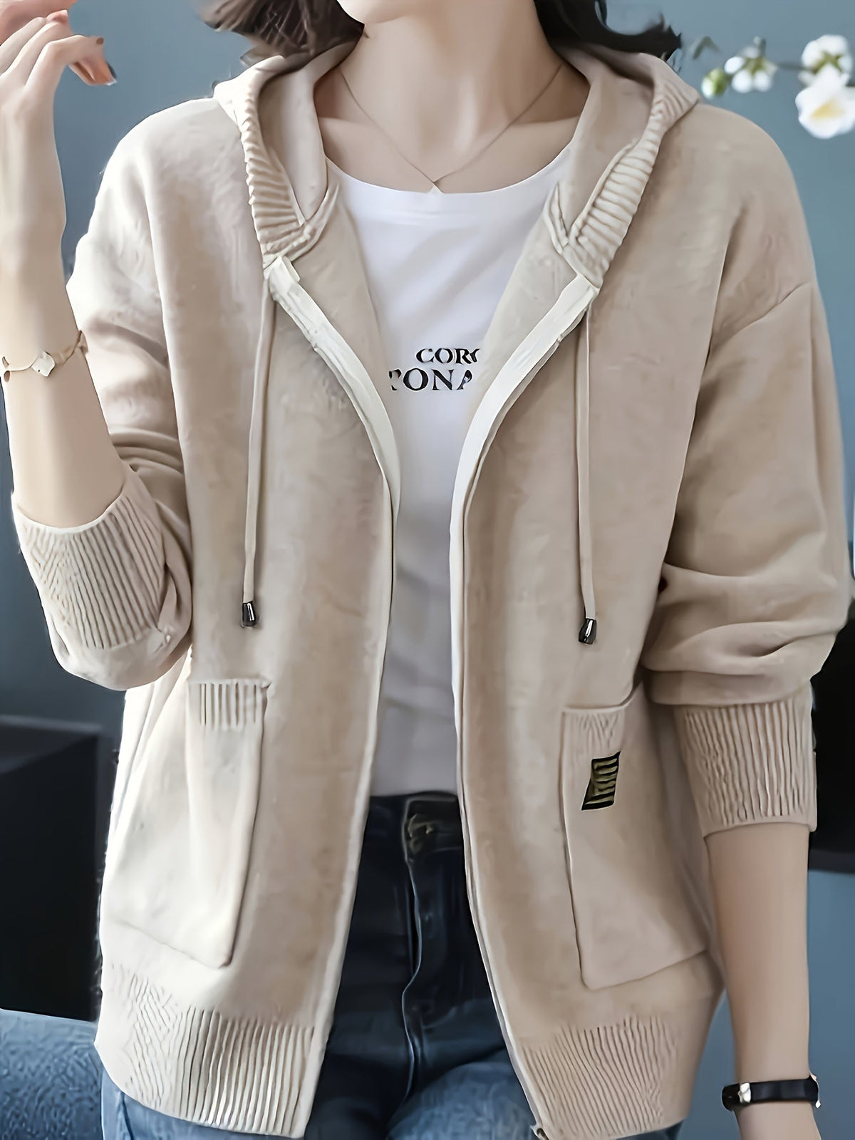 Liesel-Anne Zip-Up Drawstring Hoodie
