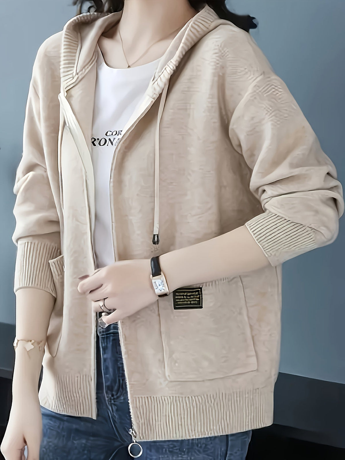 Liesel-Anne Zip-Up Drawstring Hoodie