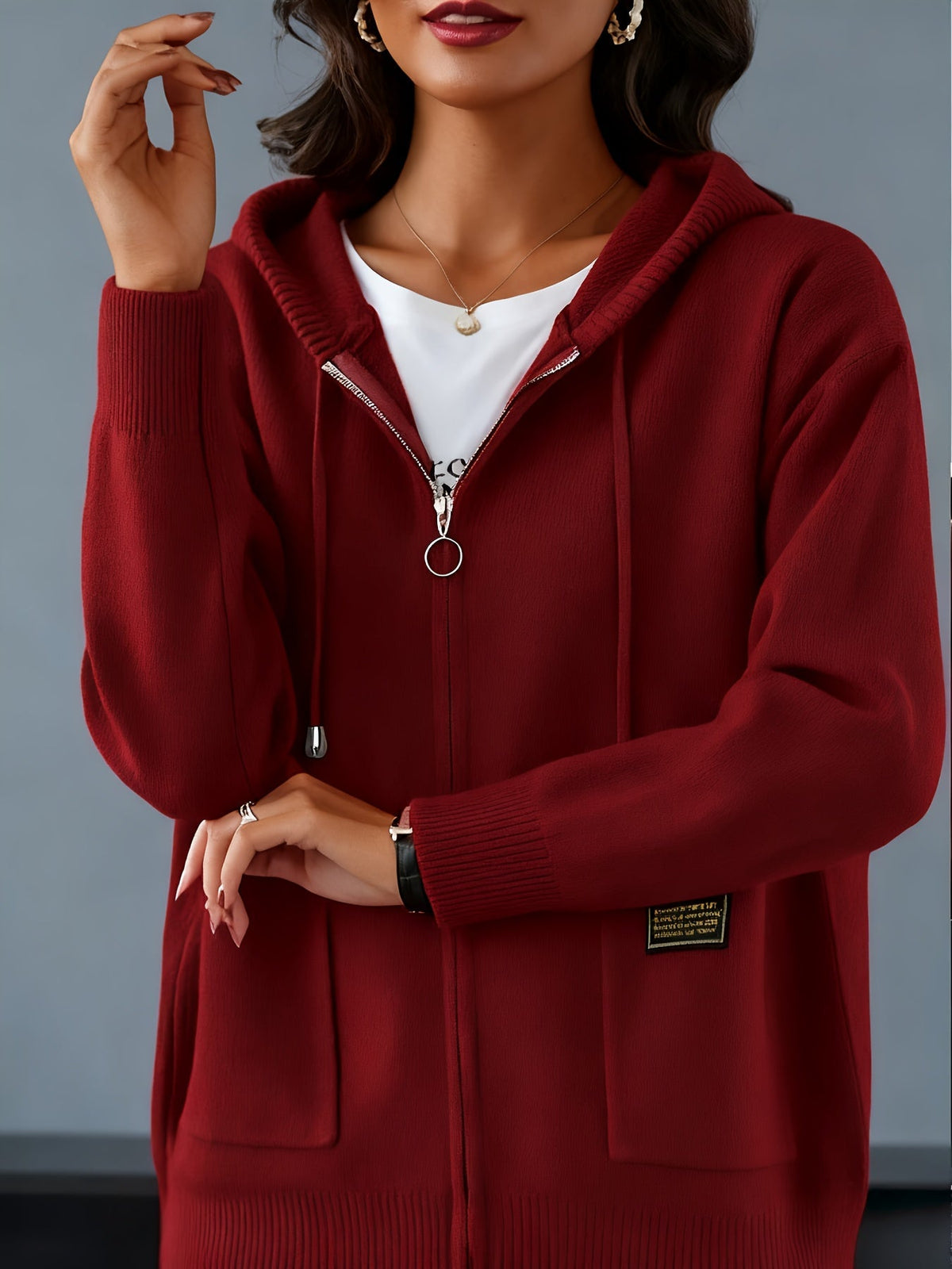 Liesel-Anne Zip-Up Drawstring Hoodie