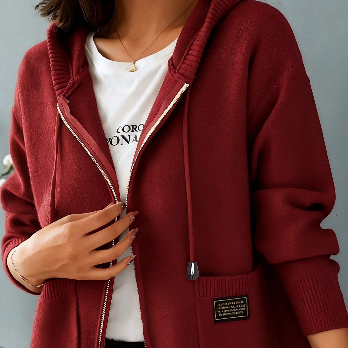 Liesel-Anne Zip-Up Drawstring Hoodie