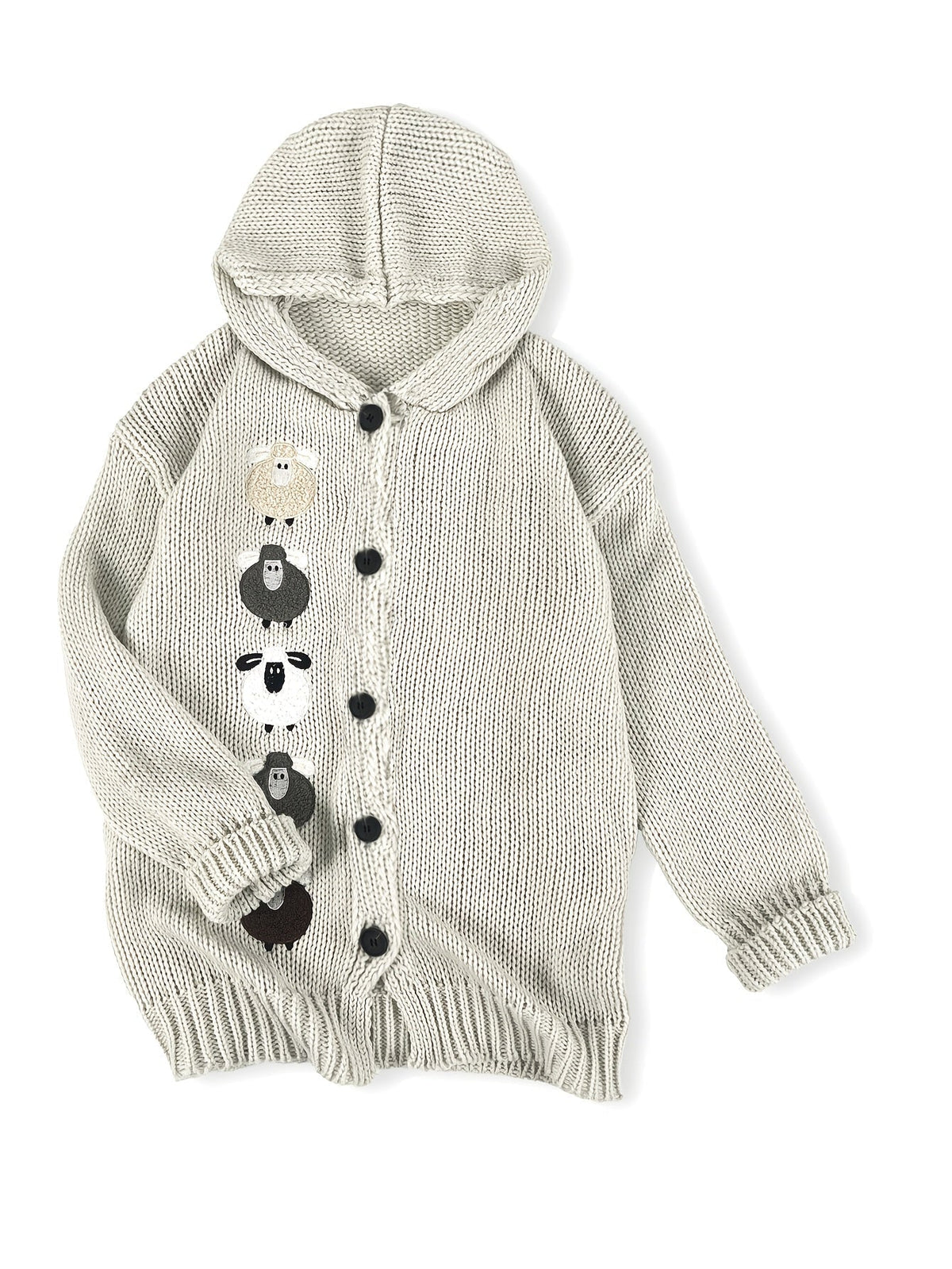 Lark-Belle Sheep Hooded Chunky Cardigan
