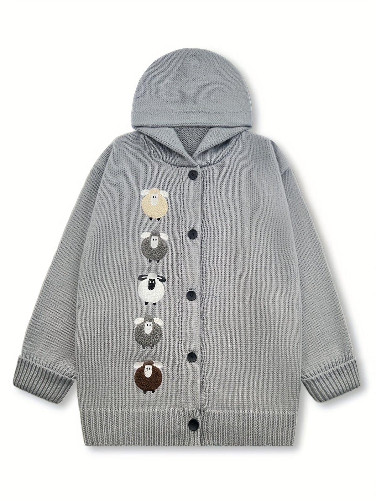 Lark-Belle Sheep Hooded Chunky Cardigan