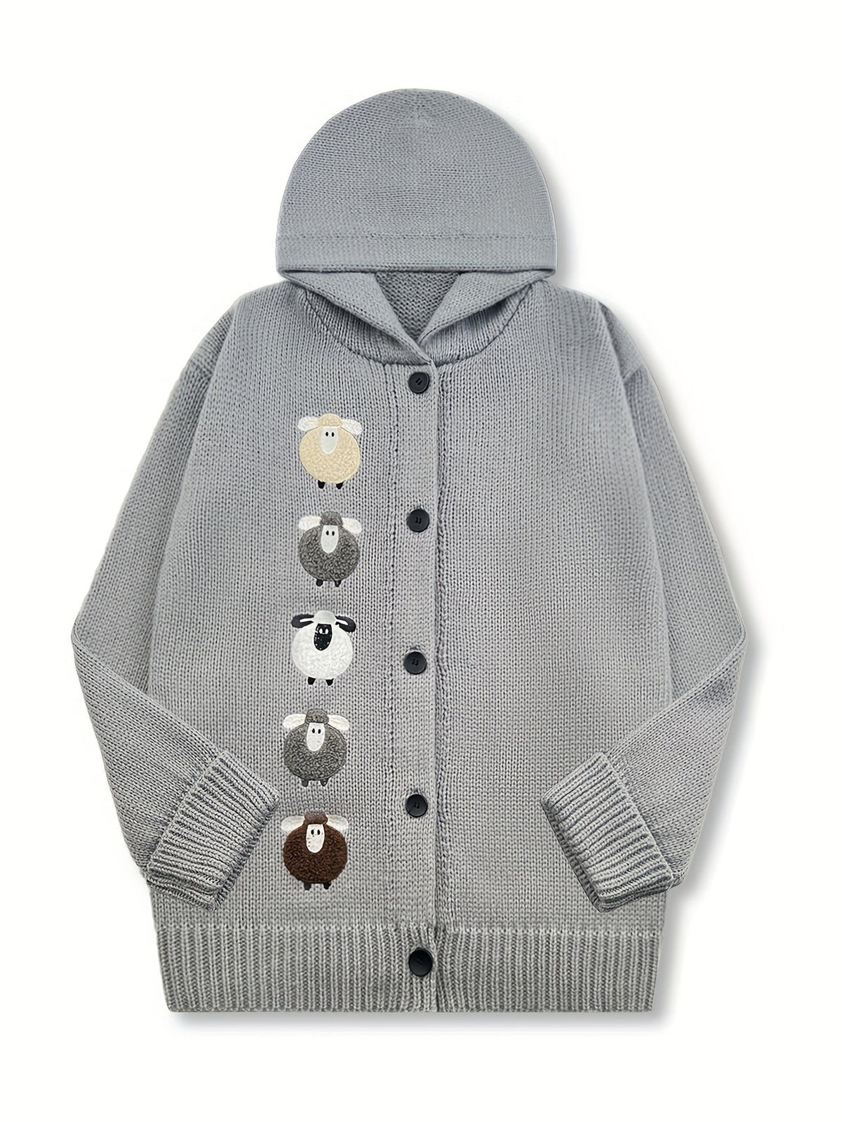Lark-Belle Sheep Hooded Chunky Cardigan