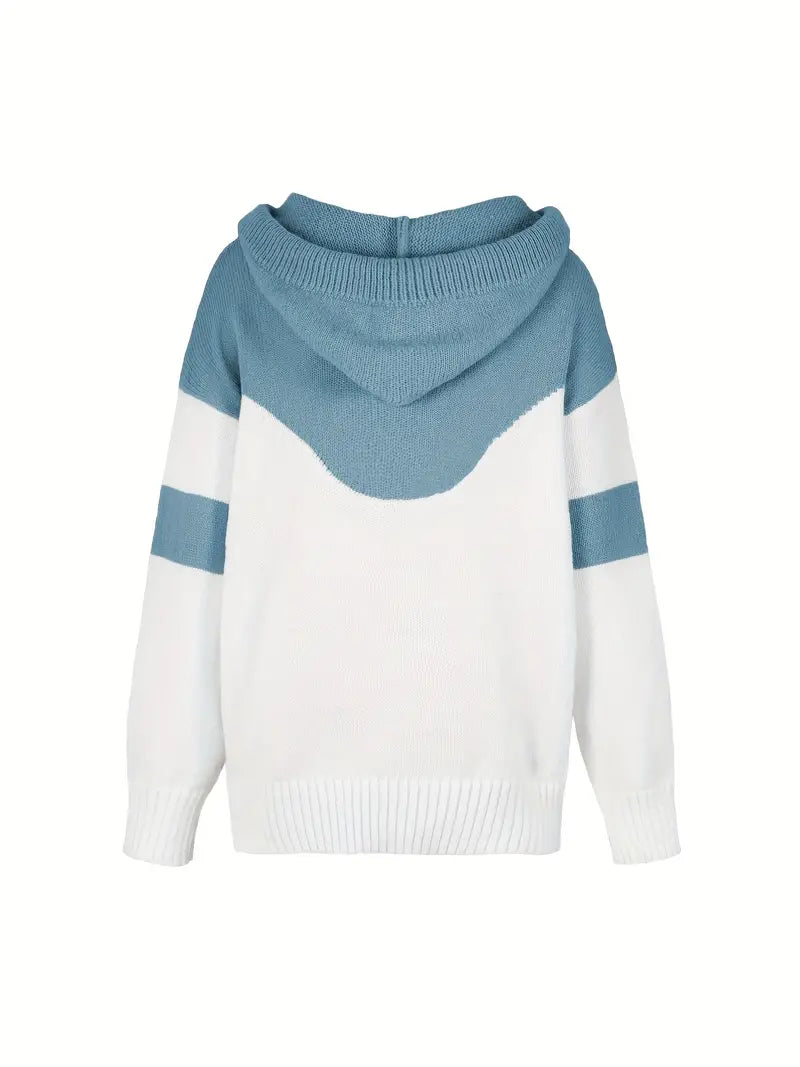 Clemence-Grace Chevron Cowl Neck Hoodie