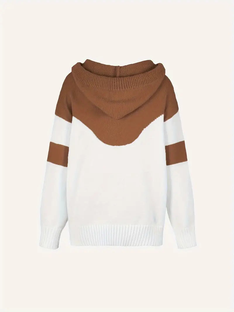 Clemence-Grace Chevron Cowl Neck Hoodie