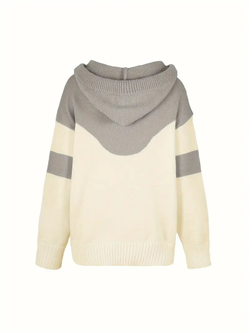 Clemence-Grace Chevron Cowl Neck Hoodie
