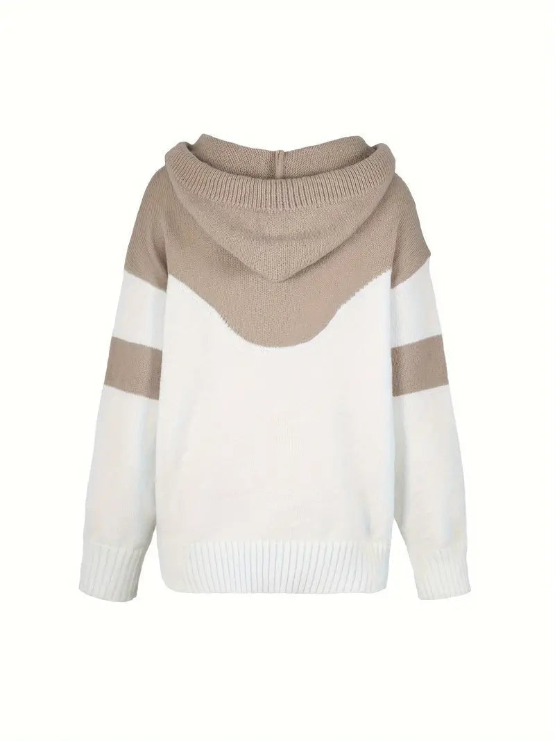 Clemence-Grace Chevron Cowl Neck Hoodie