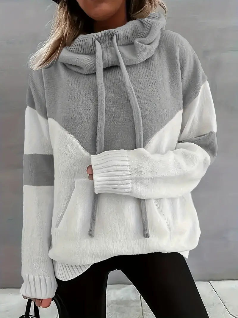 Clemence-Grace Chevron Cowl Neck Hoodie