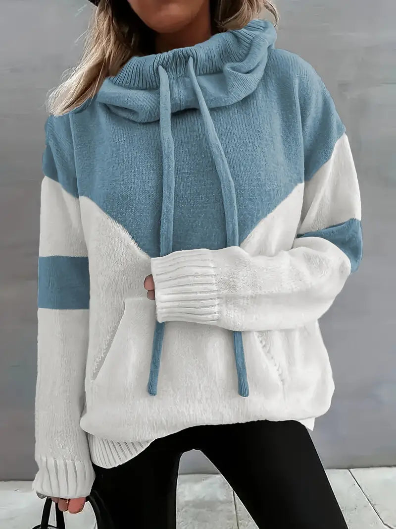 Clemence-Grace Chevron Cowl Neck Hoodie